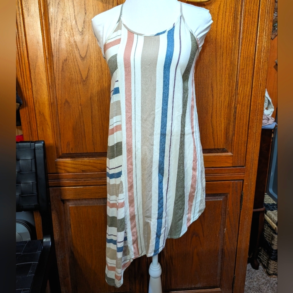 O'Neill vintage asymetrical mini strappy racerback multicolor‎ striped dress